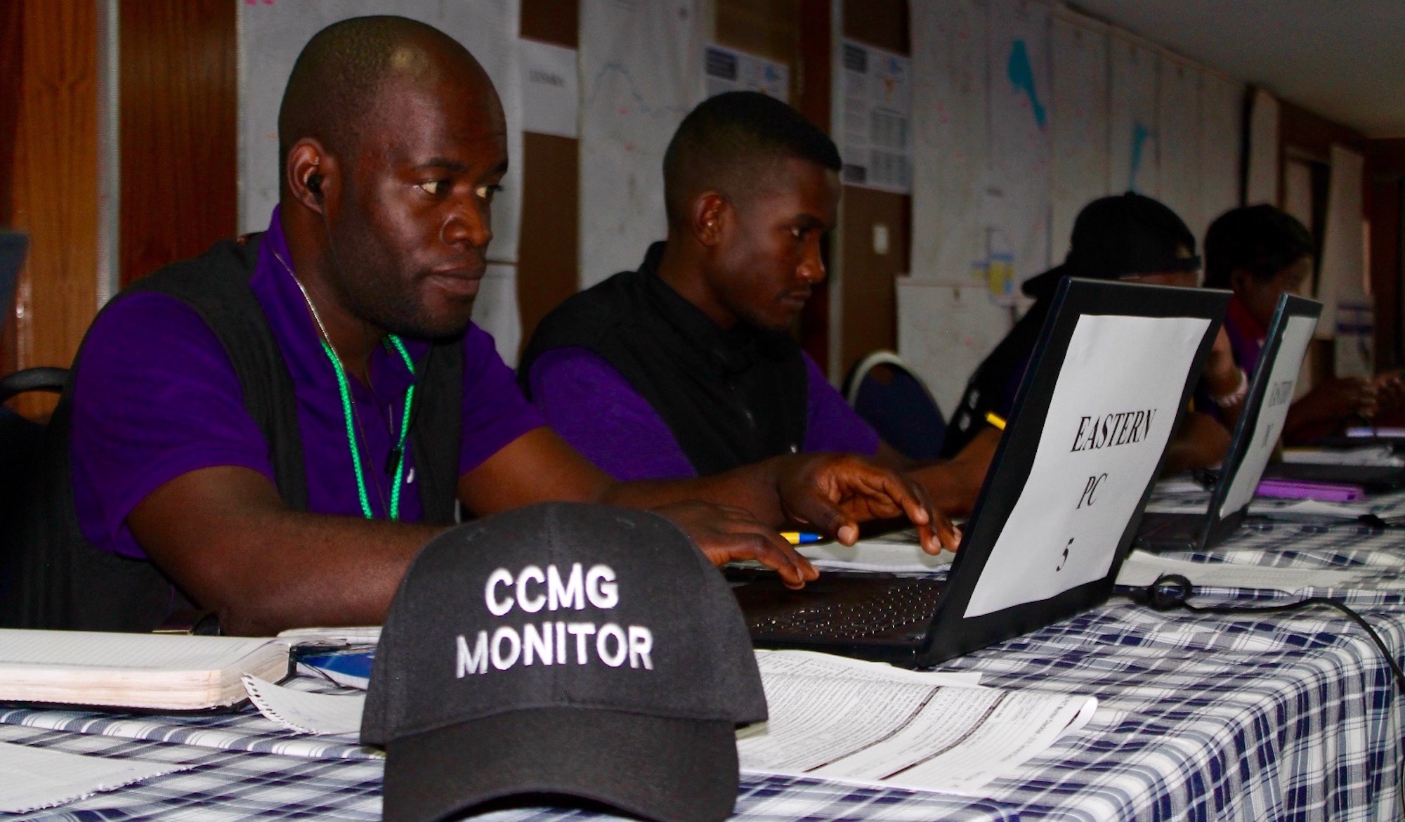 CCMG data clerks chasing information from the 2015 Zambian election.