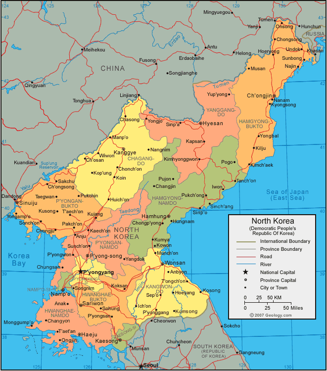 Regional map of North Korea
