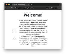 Screenshot of HCD game website